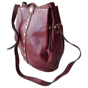 RARE Vintage Revillon French Bucket/Hobo Bordeaux Leather Antique Handbag